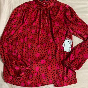 Design Blouse Red Pink and Black dots